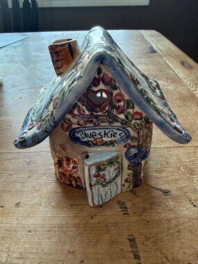 Hand-Painted Ceramic Cottage-Style Tealight Holder With Floral Designs